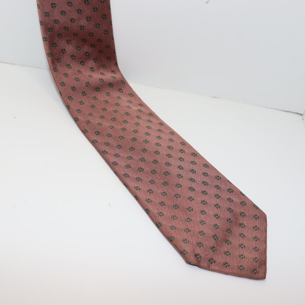 Briar England Silk Tie Burgundy Micro Floral Vintage Old Money 3”‎